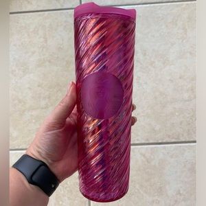 New 16oz Starbucks Christmas Holiday 2022 Pink Iridescent Tumbler